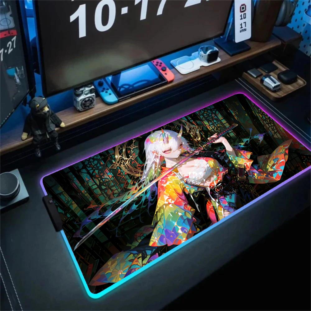 Tech Desktop Accessories - Japan Samurai Girl Mouse Pad LED