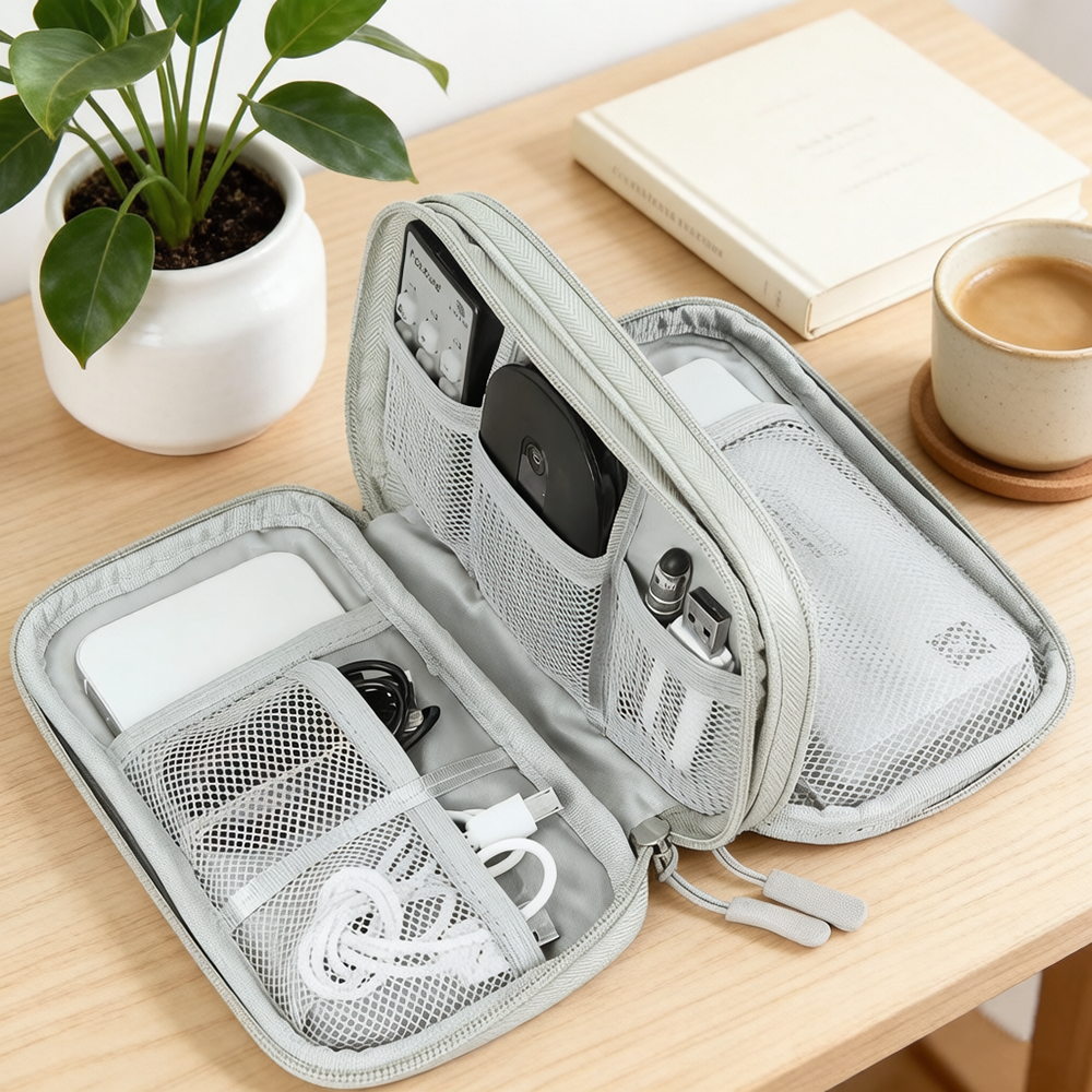 Portable Double Layer Electron - Tech Accessories Travel Case 评论和价格