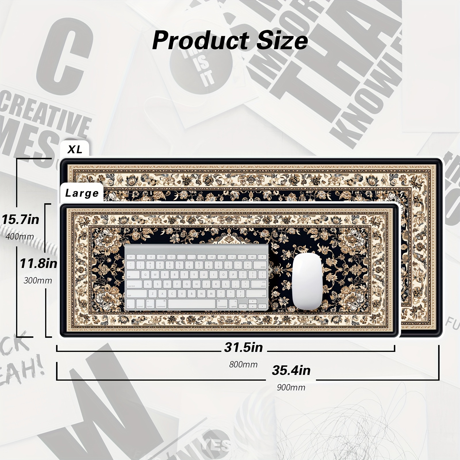 XXL Black Persian Mouse Pad Lo - Tech Desktop Accessories 评论和价格